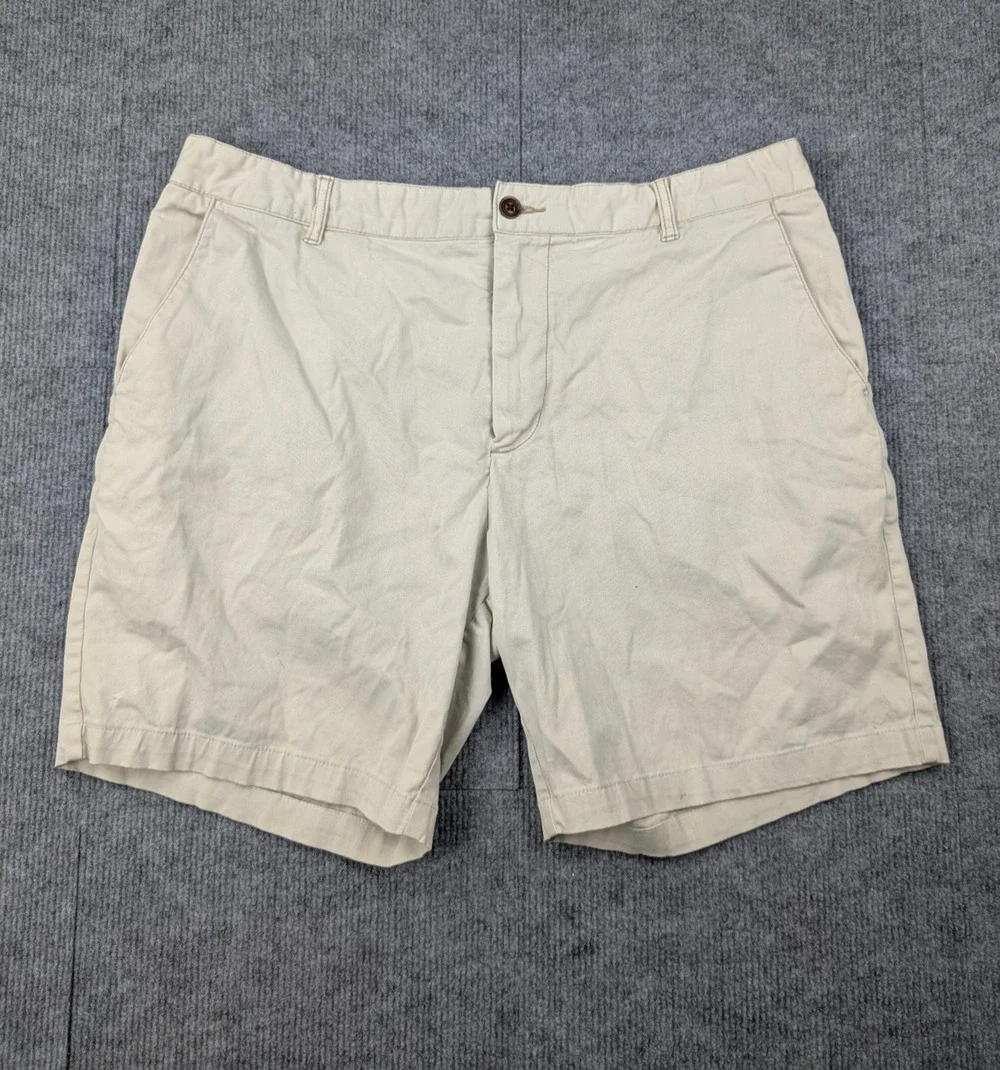 Faherty Chino Shorts Mens 38 Khaki Minimal Preppy Beach Resort Cotton Minimal